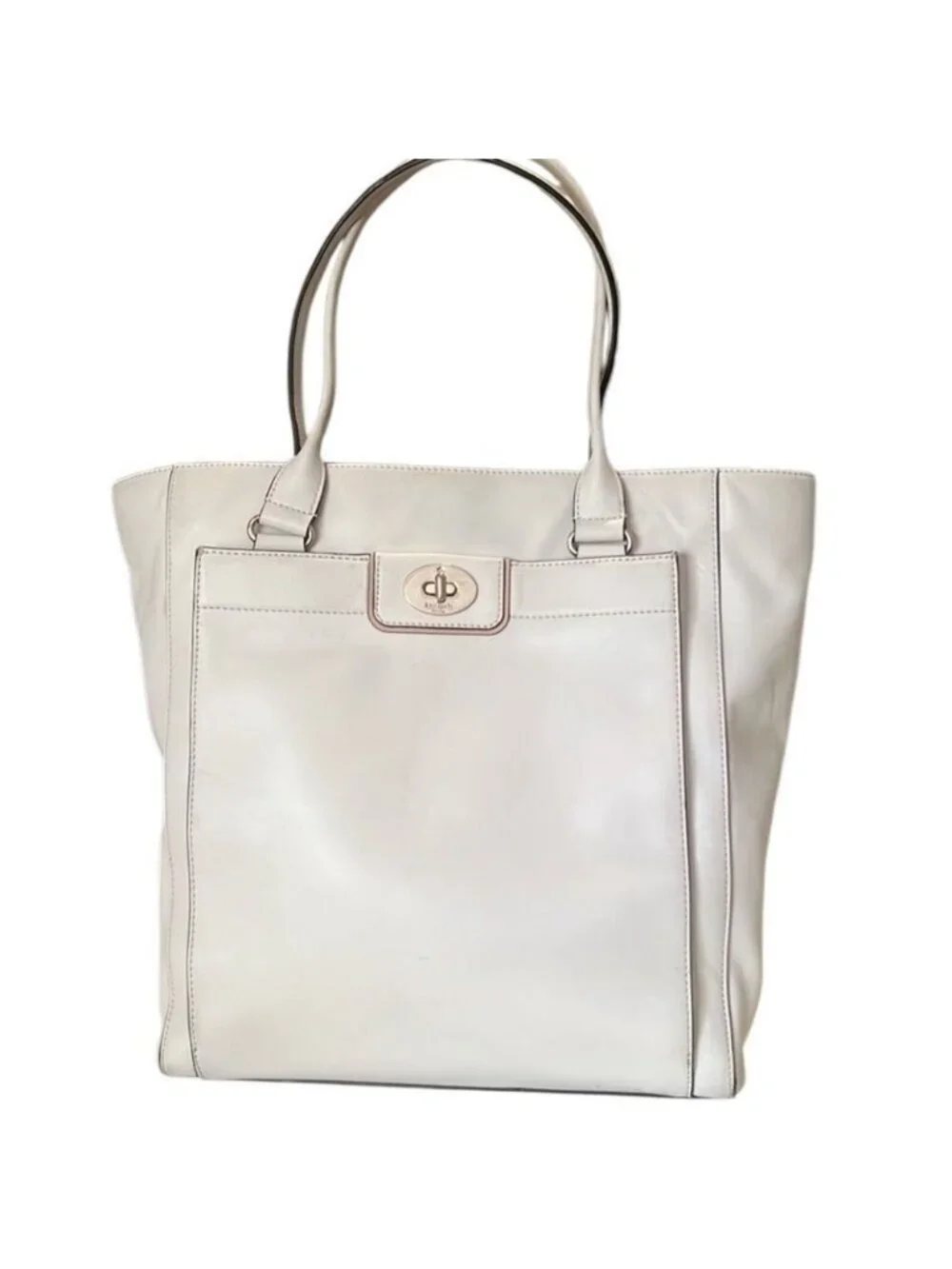 Kate Spade Ivory Leather Gold Hardware Large Tote Bag